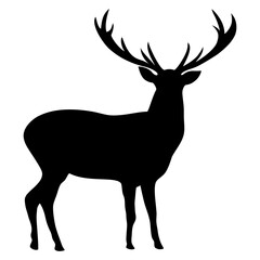 Black silhouette of deer element transparent