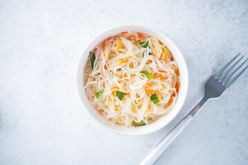 Funchosa salad in a bowl