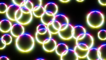 different colored circles on a black background