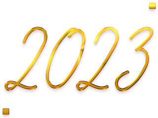 2023 Text in Transparent PNG Stylish Cursive Alphabetical Minimalistic Golden Text