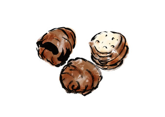 肉巻きおにぎりの手描き和風イラスト