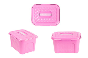 Collection of pink plastic toolbox.