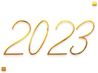 2023 Numbers in Transparent PNG Stylish Cursive Alphabetical Minimalistic Golden Text
