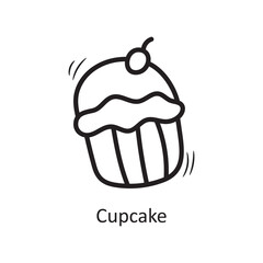 Cupcake vector outline Icon Design illustration. Food and Drinks Symbol on White background EPS 10 File