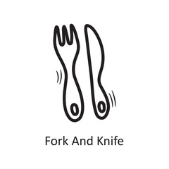Fork and Knife vector outline Icon Design illustration. Food and Drinks Symbol on White background EPS 10 File