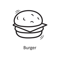 Burger vector outline Icon Design illustration. Food and Drinks Symbol on White background EPS 10 File