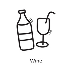 Wine vector outline Icon Design illustration. Food and Drinks Symbol on White background EPS 10 File