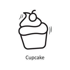Cupcake vector outline Icon Design illustration. Food and Drinks Symbol on White background EPS 10 File