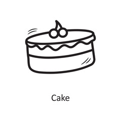 Cake vector outline Icon Design illustration. Food and Drinks Symbol on White background EPS 10 File