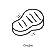 Stake vector outline Icon Design illustration. Food and Drinks Symbol on White background EPS 10 File