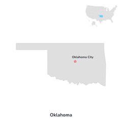 US American State of Oklahoma. USA state of Oklahoma county map outline on white background.