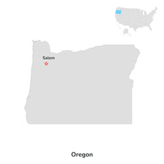 US American State of Oregon. USA state of Oregon county map outline on white background.