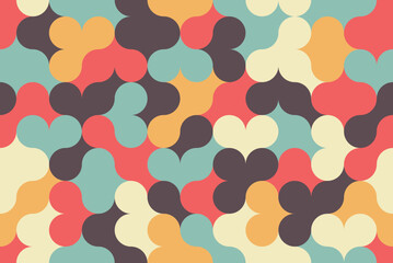 Geometric mosaic seamless patterns retro style. Vector illustration