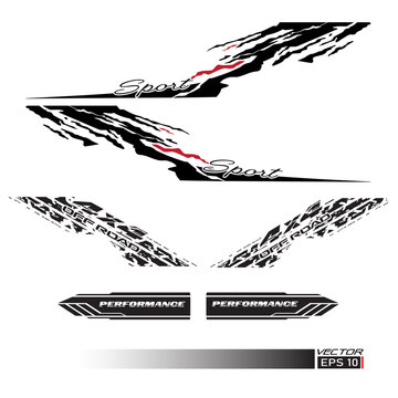 Side car body vector stripes decal. Vehicle vector Decal Stripes for the both parts, Racing Rally Stripes, Auto Racing Stripes Stickers_20221217