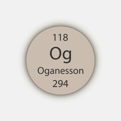 Oganesson symbol. Chemical element of the periodic table. Vector illustration.