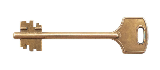 Key from the door lock on a white background close-up. key isolate