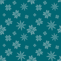 Winter seamless pattern with snowflakes.