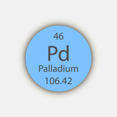 Palladium symbol. Chemical element of the periodic table. Vector illustration.
