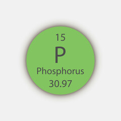 Phosphorus symbol. Chemical element of the periodic table. Vector illustration.