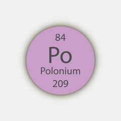 Polonium symbol. Chemical element of the periodic table. Vector illustration.
