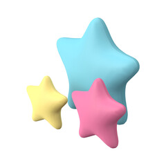 3d star isolated with transparent background-three star with multiple colors	