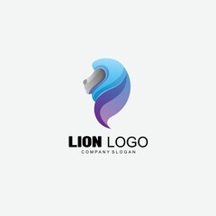 head lion icon logo gradient colorful
