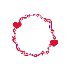 Vector frame with hearts, flowers, swirls in vintage art deco style. Elegant ornament for decoration, wedding invitation design, Valentine's day love romantic card