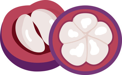 Mangosteen icon cartoon vector. Garcinia fruit. Summer food - obrazy, fototapety, plakaty