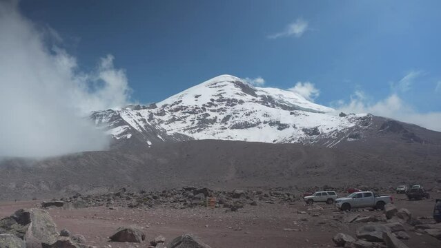 mountaineer climbing the chimborazo volcano in ecuador