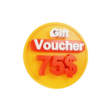 Gift Voucher 75 Dollar 3d Rendering