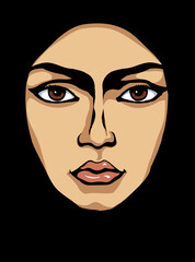 Woman face. Vector drawing icon