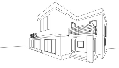 Vector drawing of a house 3d sketch