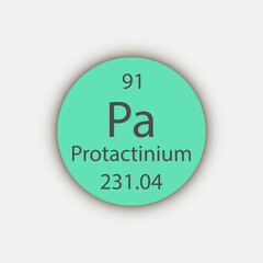 Protactinium symbol. Chemical element of the periodic table. Vector illustration.