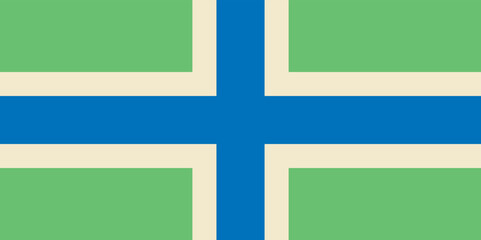 Flag of Severn Cross or Gloucestershire Ceremonial county (England, United Kingdom of Great Britain and Northern Ireland, uk) Cross of mid-blue, outlined in cream, against an apple green background