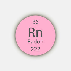 Radon symbol. Chemical element of the periodic table. Vector illustration.