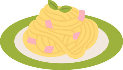 spaghetti carbonara italian food clipart