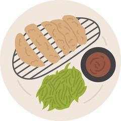 tonkatsu japanese food clipart