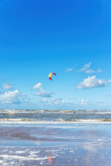 Kite surfing at Zandvoort aan Zee in the Netherlands