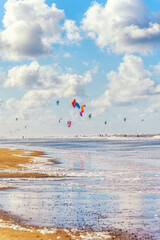 Kite surfing at Zandvoort aan Zee in the Netherlands