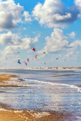 Kite surfing at Zandvoort aan Zee in the Netherlands