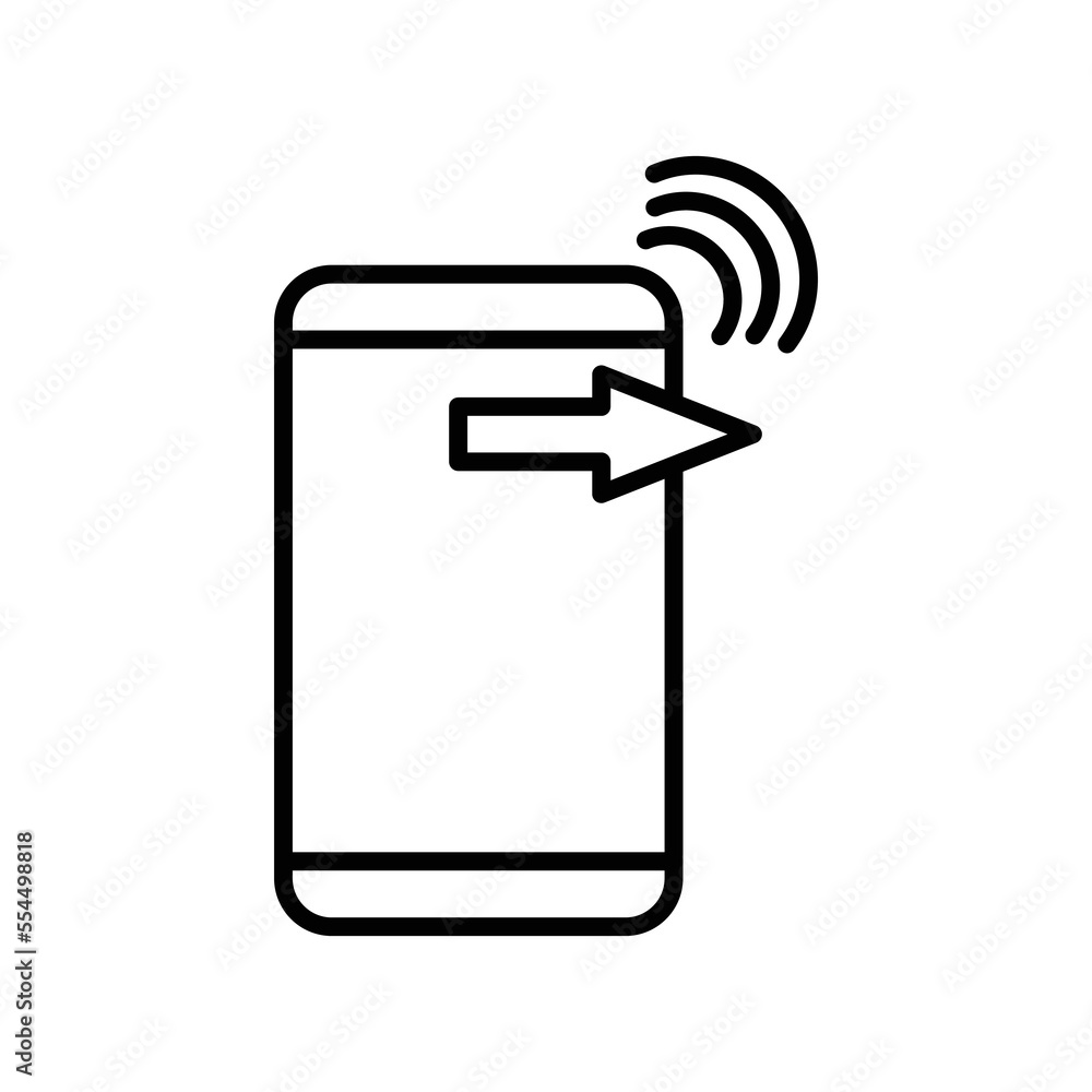 Poster mobile phone icon illustration with arrow. line icon style. suitable for apps, websites, mobile apps