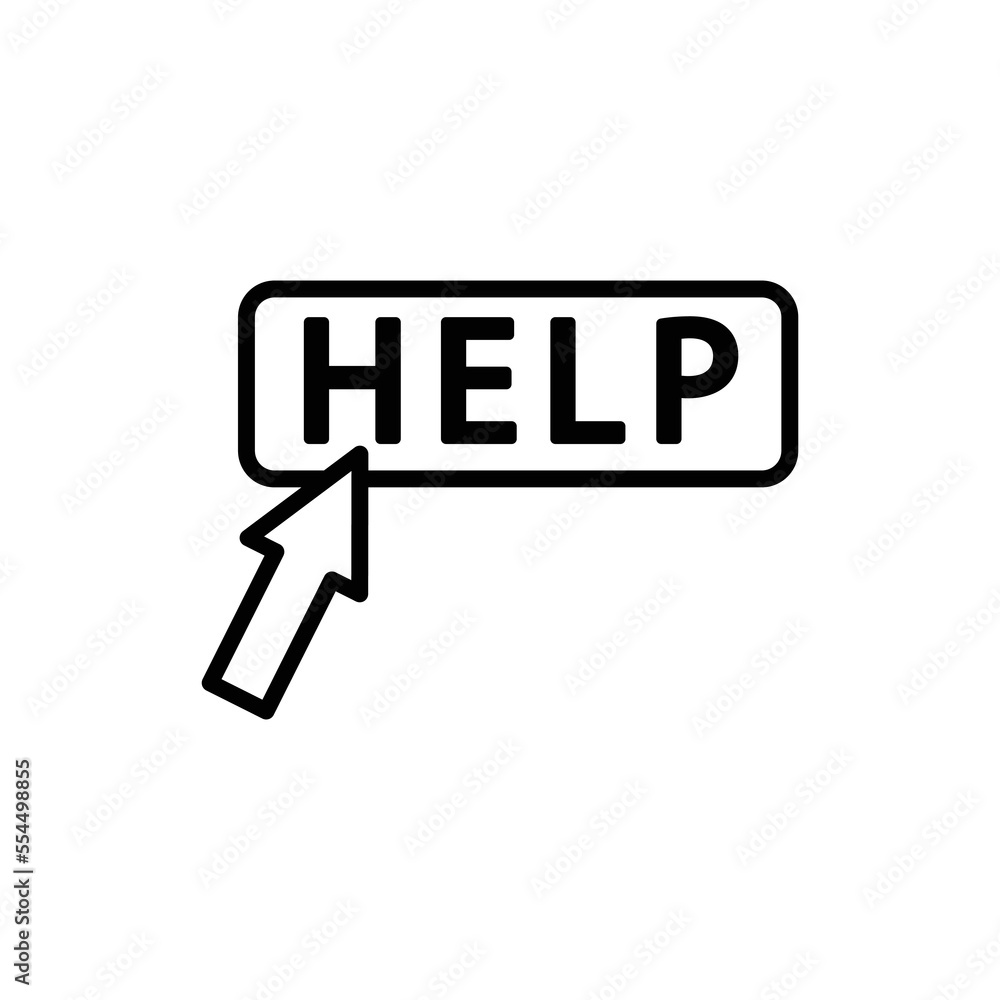 Poster cursor icon illustration with help. line icon style. suitable for apps, websites, mobile apps. icon 