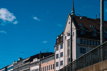 Obraz premium European City Street and Old Buildings, Canal in Gothenburg, Sweden