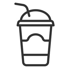Coffee in a glass with a straw - icon, illustration on white background, outline style