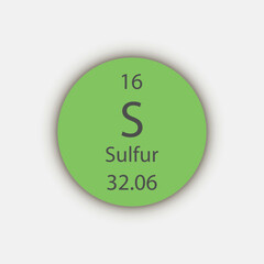 Sulfur symbol. Chemical element of the periodic table. Vector illustration.