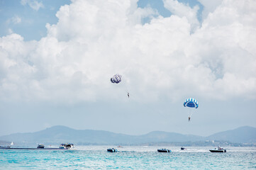 Vacation in Thailand. Beautiful seascape with blue bay.