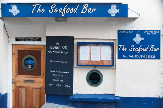 FALMOUTH, CORNWALL, UK - JUNE 07, 2009:    The Seafood Bar Restaurant In The Town Centre 