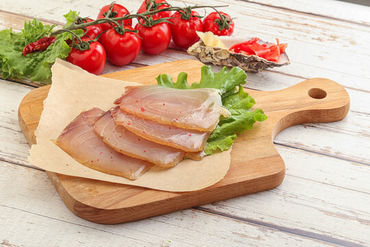 Sliced salted marlin fish carpaccio