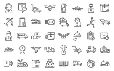 Fast shipping icons set outline vector. Business cargo. Courier ship