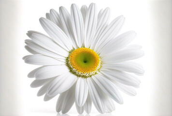 Beautiful white Daisy (Marguerite), with clipping path, isolated on white backdrop. Generative AI